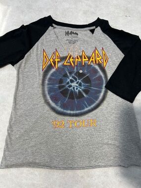 Def Leppard Adrenalize Tour 92 Women's L Raglan 3/4 Sleeve V Neck Concert Shirt
